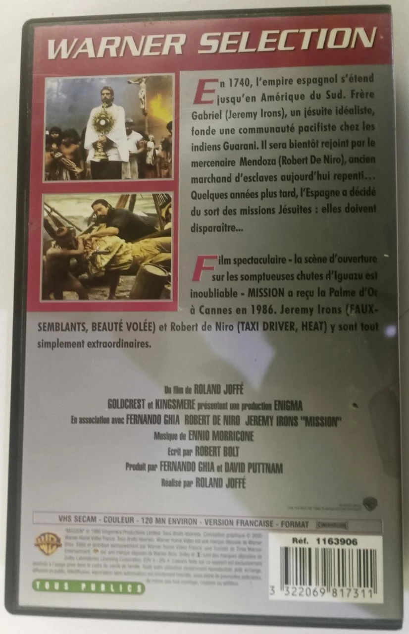 Mission Robert De Niro et Jeremy Irons en VHS – photo 4